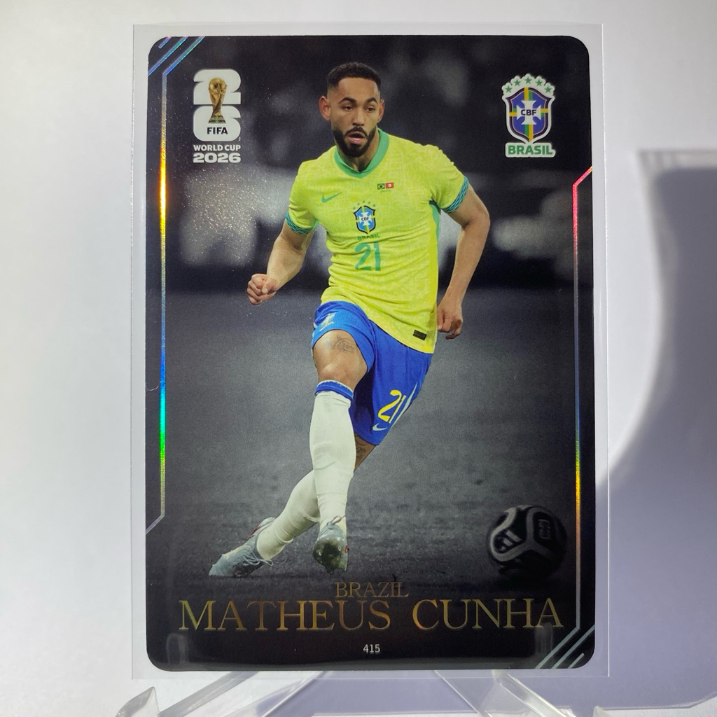 การ์ดนักฟุตบอล MATHEUS CUNHA, BRAZIL, PANINI 2026, (การ์ดหนา, ด้านหลัง silver)