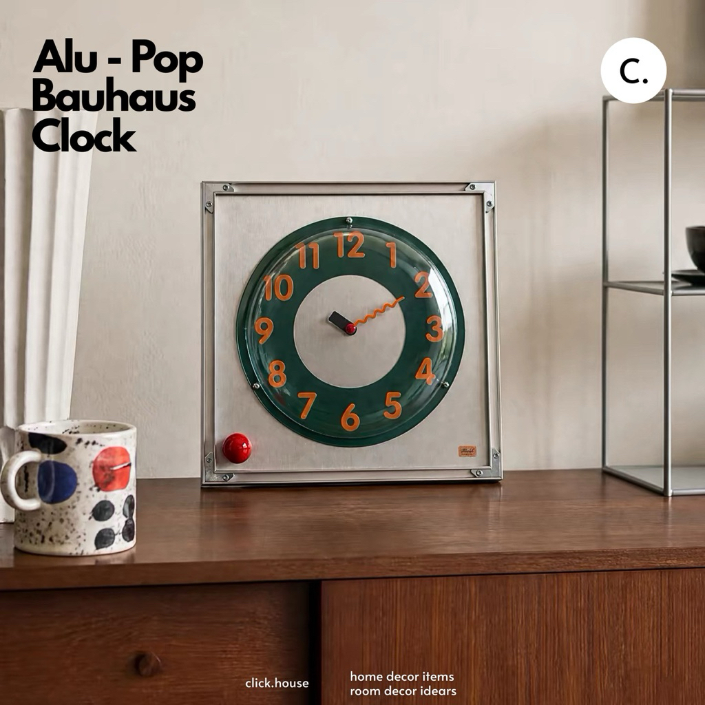 𝐀𝐥𝐮 - 𝐏𝐨𝐩 𝐁𝐚𝐮𝐡𝐚𝐮𝐬 𝐁𝐮𝐛𝐛𝐥𝐞 𝐖𝐚𝐥𝐥 𝐂𝐥𝐨𝐜𝐤 - Bauhaus Style Clock Mid-Century Modern • Pop Art Inspired