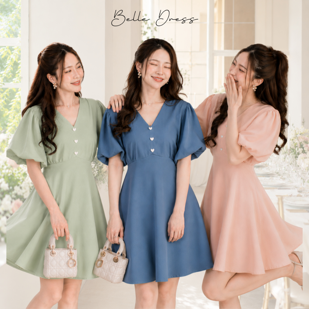 Modish | Belle Dress | เดรสออกงานแขนบอลลูน กระโปรงทรงเอ พลิ้วสวยสไตล์เจ้าหญิง