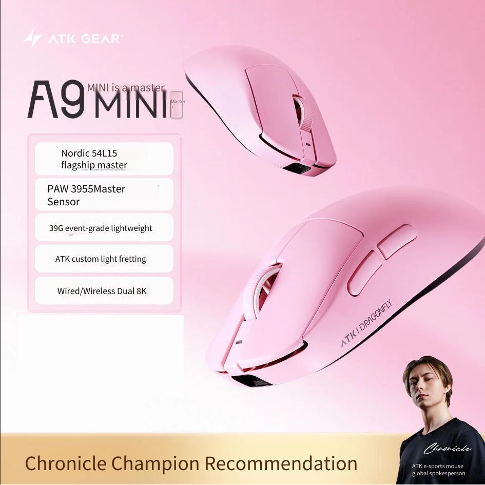 ATK GEAR Dragonfly A9Mini Ultimate Dual Mode Ergonomic Gaming Mouse