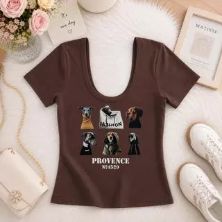 216-217 รุ่นProvy Tee(โพ-วี่ ที) เสื้อยืดทรงเข้ารูปคอเหลี่ยม ดีไซน์สกรีนน้องหมาสุดเก๋ ให้ลุคขี้เล่นปนเท่แบบมีสไตล์