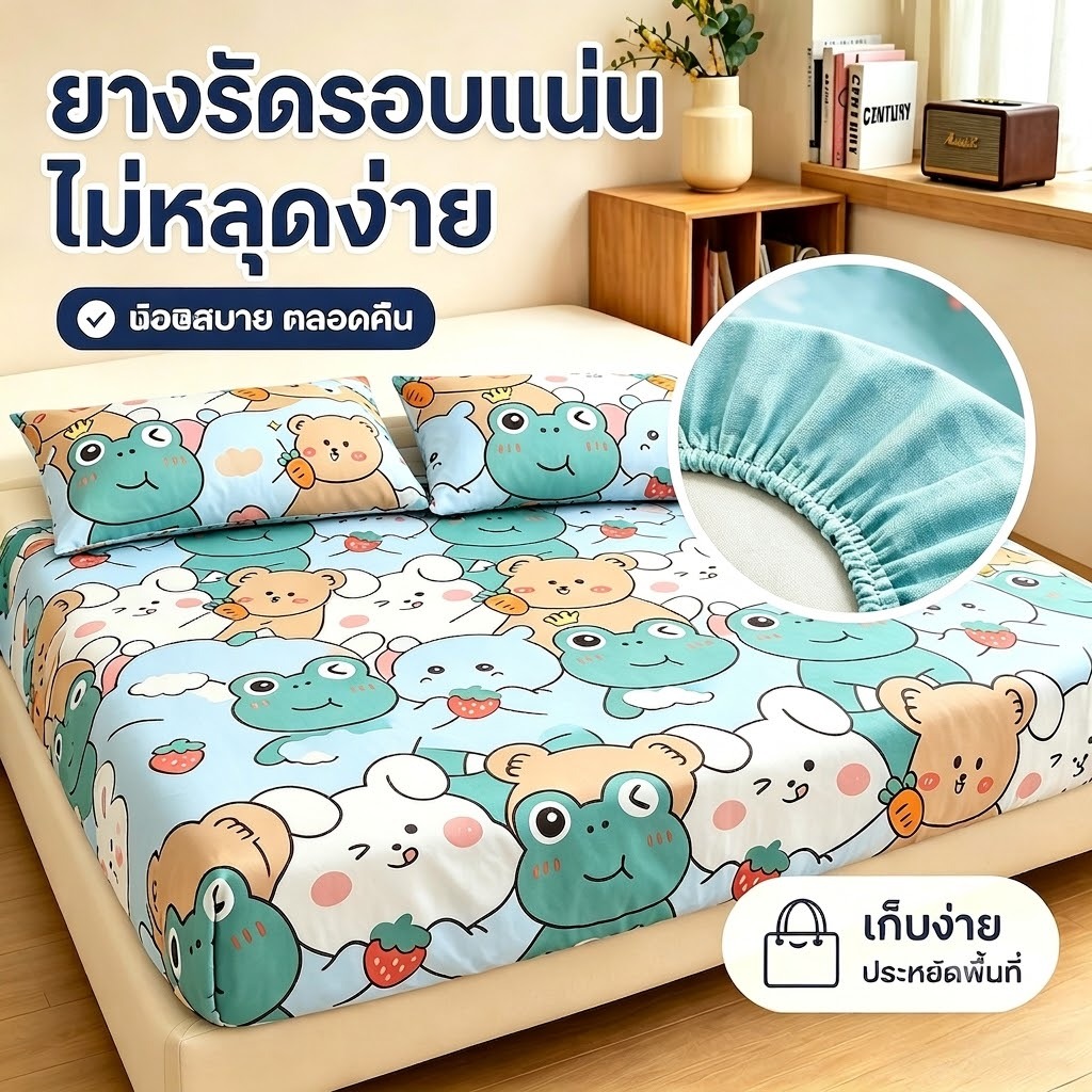 ชุดนอน 360 องศาผ้าคลุมเตียง/ซักผ้าฝ้ายทำจากวัสดุผ้าฝ้ายสวมใส่สบาย/ไม่มีปัญหาลูกบอลไม่มีสีตก
