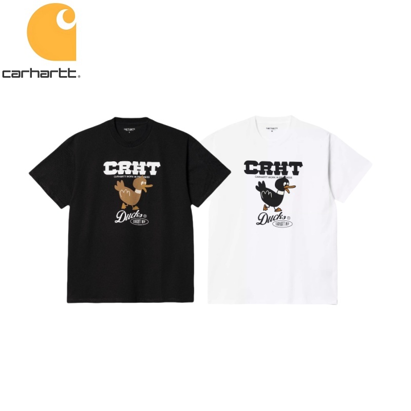Carhartt WIP เสื้อตัวเต็มแขนและแขนสั้นลายพิมพ์ คอปก แบบสีเดียว ฤดูร้อน