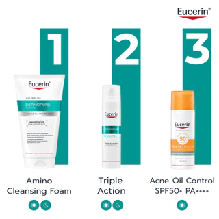 Eucerin DERMOPURE CLINICAL AMINO CLEANSING FOAM 50 MLโฟมล้างหน้า ลดปัญหาสิว ลดผิวมัน รอยดำ รอยแดง