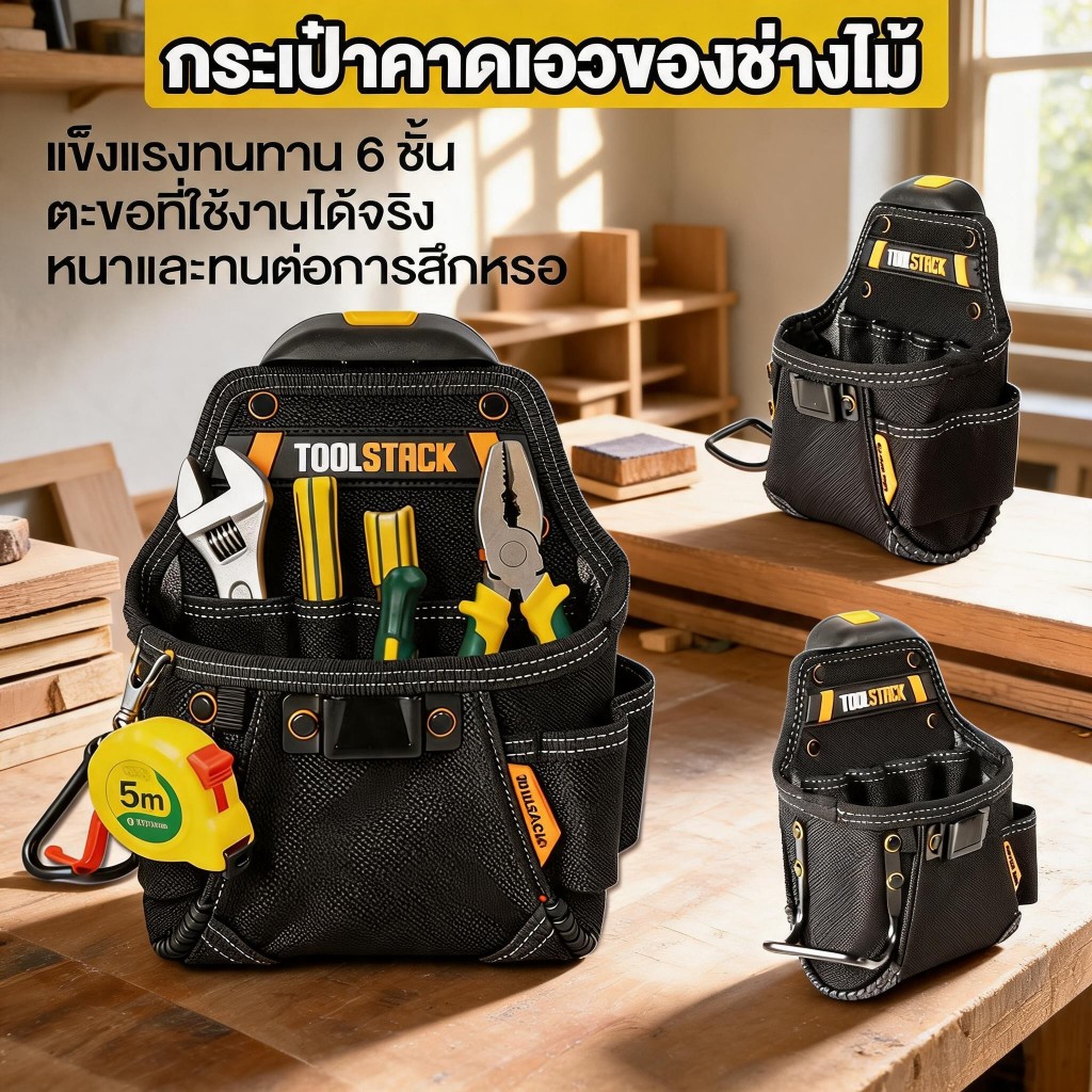 Toolstack TSK-24 Utility Toolkit Hardwear ช่างไม้เครื่องมือทํางานกระเป๋า Quick-Hook Kit