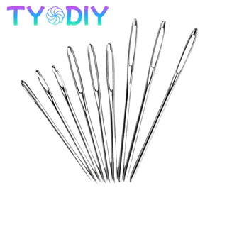 เข็มถักครอสติส แฮนด์เมด 9pcs เครื่องมือ บิ๊กอาย เข็ม สแตนเลส เย็บปักถักร้อย เข็มเย็บผ้า