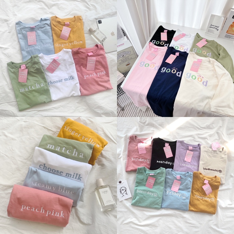 (อก44"ยาว27") simple summer เสื้อยืดโอเว่อไซส์ งานปัก
