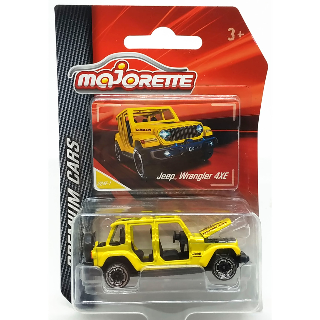 Majorette Jeep Wrangler 4XE สีเหลือง สเกล 1/64 (8 cm) Package แบบมีการ์ด