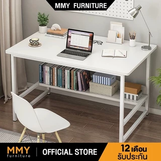 MMY โต๊ะทำงาน ขาเหล็กหนา 120/100/80CM โต๊ะคอม 2ชั้น Computer Desk การออกแบบที่เรียบง่าย ประหยัดพื้นที่
