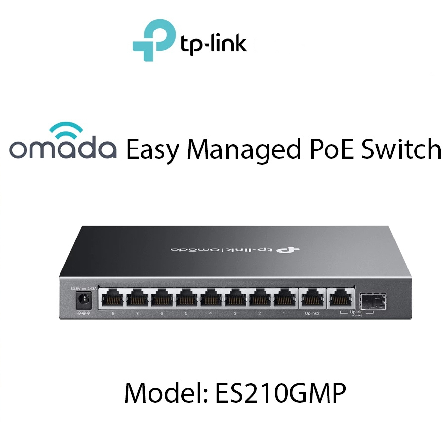 TP-LINK (ES210GMP) Omada 10-Port Gigabit Easy Managed Switch with 8-Port PoE+
