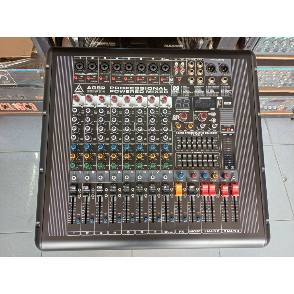 พาวเวอร์MIXER MICROTECH AG-8P มีครอสในตัว 650Wx650W เอฟเฟแท้ 99DSP USB บูธูท