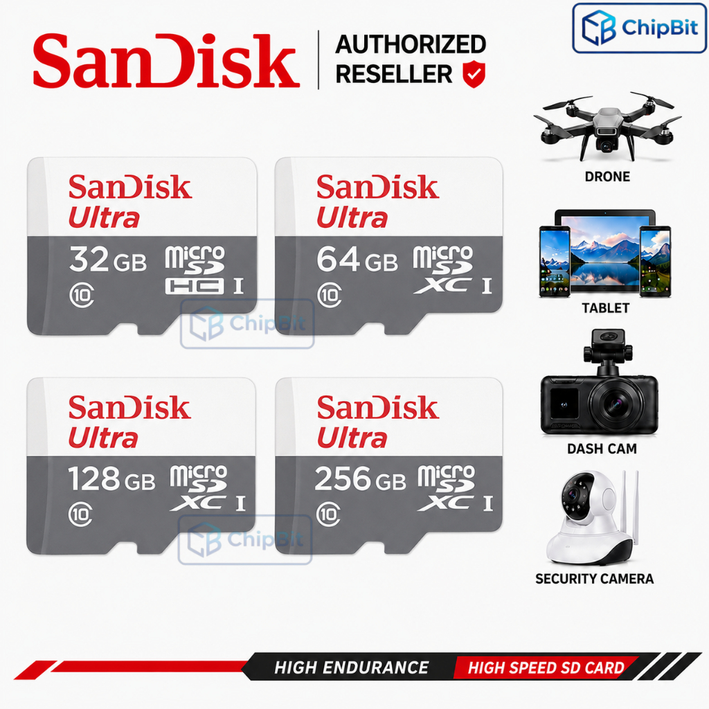 SanDisk Ultra Micro SDCard 100mbs 32GB 64G 128GB Class10(SDSQUNR)โทรศัพท์ กล้องวงจรปิดไร้สาย TF Card