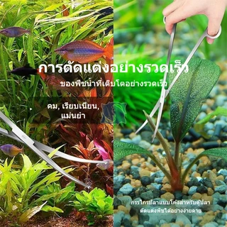ครีบตรง ครีบงอ กรรไกร แหนบ ที่เกลี่ยดิน ชุดอุปกรณ์จัดตู้ไม้น้ำ Aquascaping Tools สแตนเลส กันสนิม