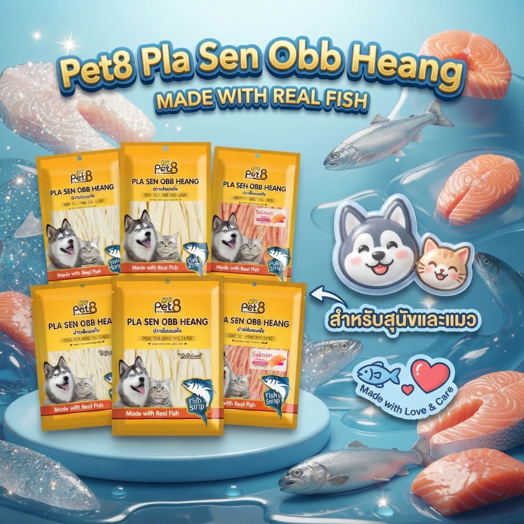 ปลาเส้น ปลาแผ่น สำหรับสุนัขและแมว ซื้อ6 แพ็ค สุดคุ้ม ทำจากเนื้อปลาแท้ โปรตีนสูง Dog Snack 150x6 ห่อ