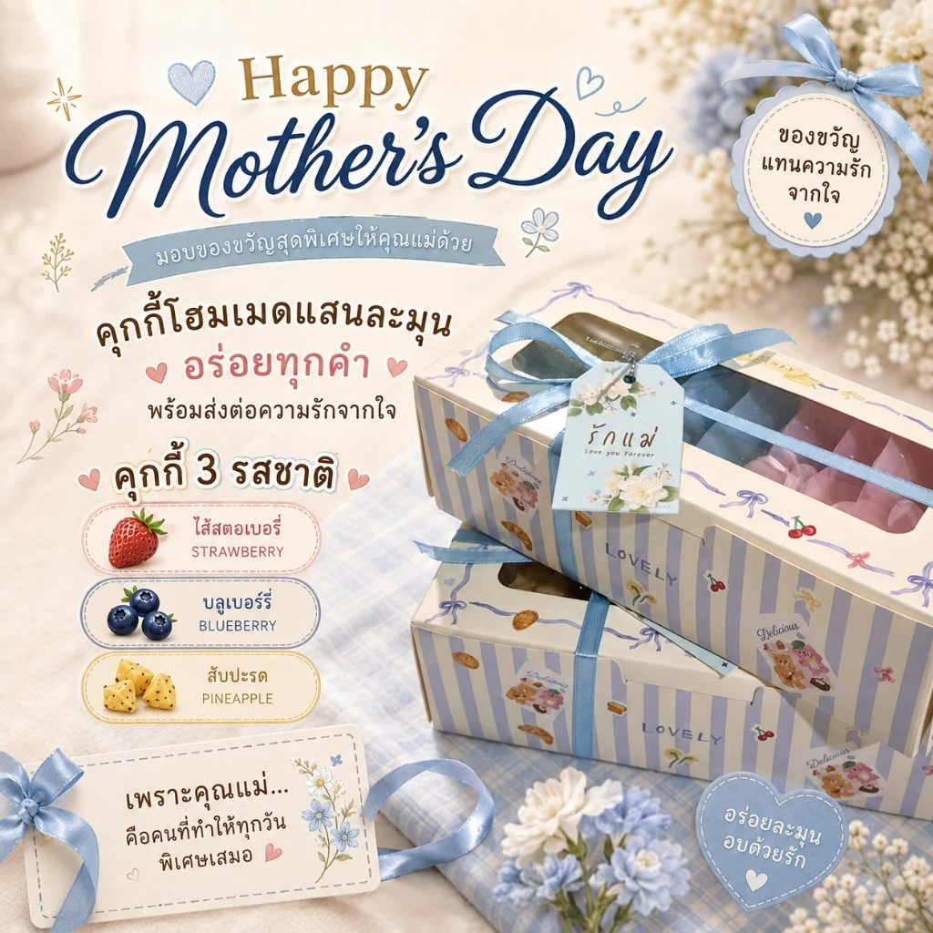 คุกกี้สับปะรด ,สตอเบอรี่,บลูเบอรี่ โฮมเมด คุกกี้เนย หอมอร่อย ไม่ใส่สารกันบูด ของขวัญปีใหม่ 2026 คริสมาสต์ วันแม่
