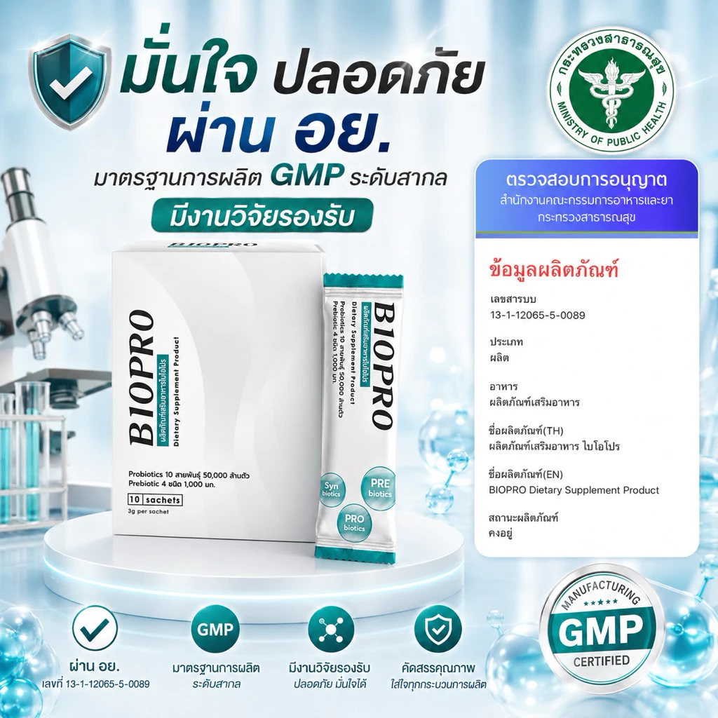 🔥พร้อมส่ง BIOPRO 🔥โพรไบโอติกส์ 50,000 ล้านตัว พรีไบโอติก 4 ชนิด (ขนาด10ซอง) thumbnail 4