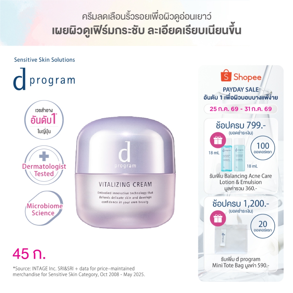 d program ดี โปรแกรม ไวทัลไลซ์ซิ่ง ครีม 45 ก.