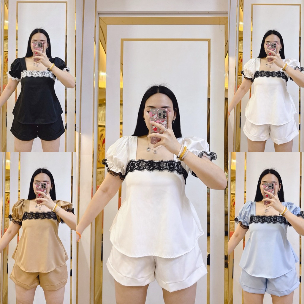 ชุดเซตสาวอวบแต่งลูกไม้ รหัส ง30