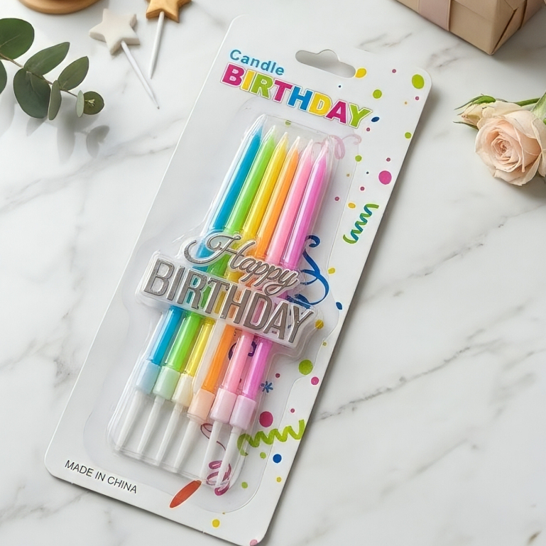 เทียนวันเกิดLN10+ป้ายHappyBirthday(พร้อมส่ง)