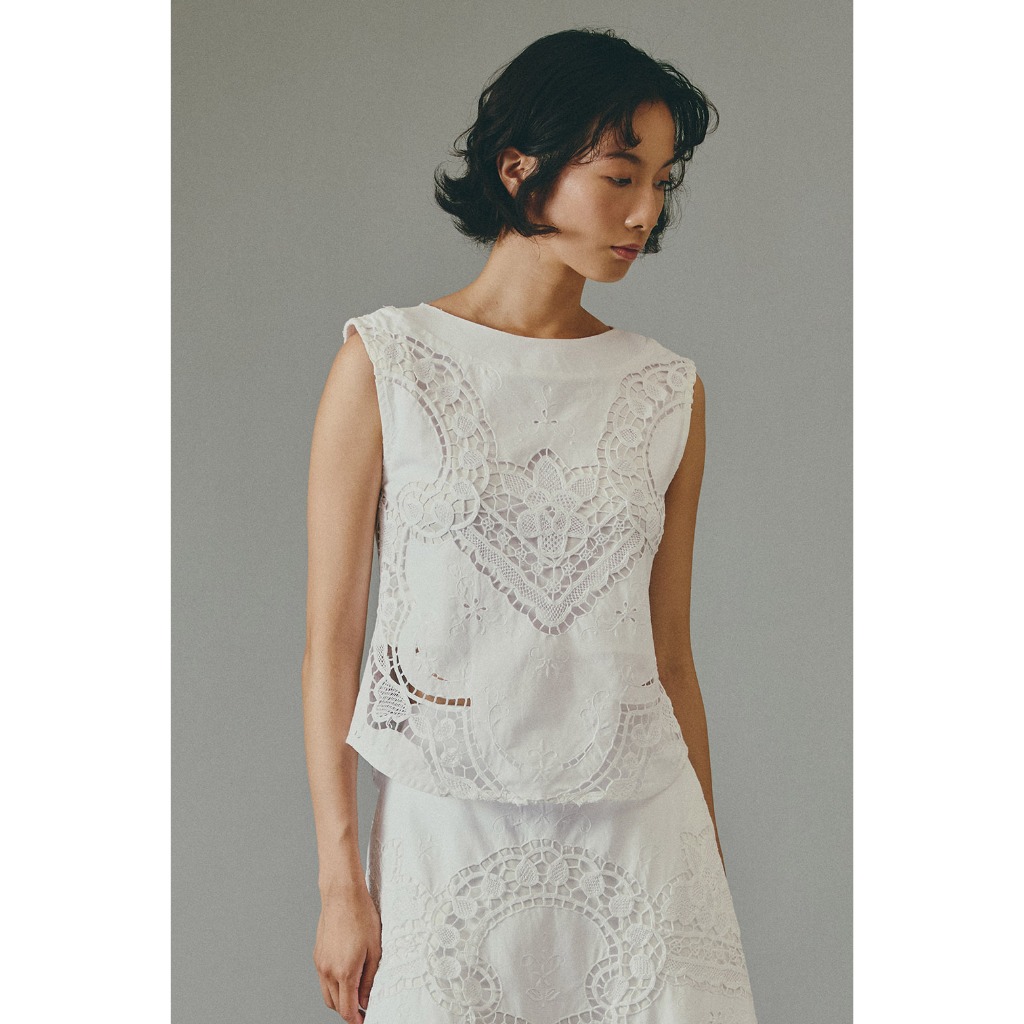 (new summer 26) ( M, L, XL - พร้อมส่ง/ S - พรีออเดอร์ 14 วัน ) Perana เสื้อลูกไม้ Nami top (สีขาว off-white)