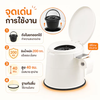 HAERS ส้วมเคลื่อนที่ ห้องน้ำพกพา ส้วมเคลื่อนที่ผู้สูงอายุ คนท้อง สามารถรับน้ำหนักได้ 250 กก