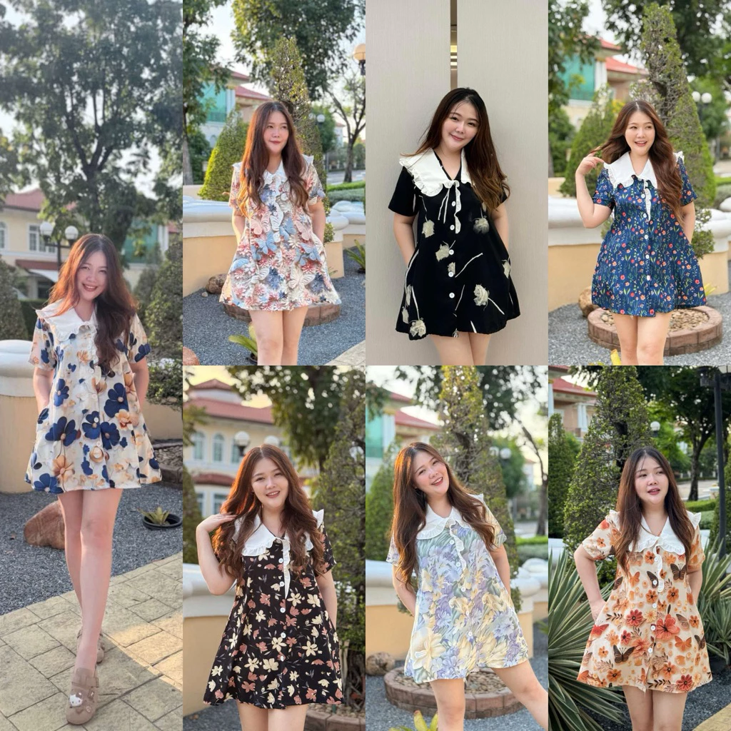 NEW🌷 มินิเดรสลายดอกไม้ ผ้าไหมเกาหลีเนื้อผ้าใส่สบายฝุดๆ
