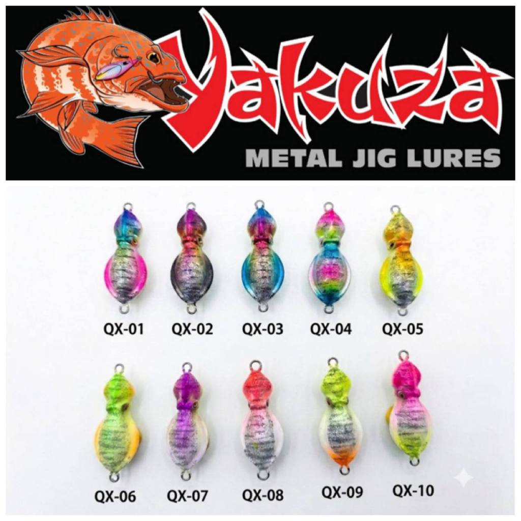 เหยื่อจิ๊ก Yakuza Squid-X 60g ท้องเรืองแสง ทรงหมึกอ้วน จมไว เเคาะปลากอง Glow Bottom Metal Jig