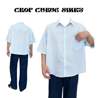 JAMANBKK / CROP CURVE SHIRT / เสื้อเชิ้ต แขนสั้น ทรงครอป