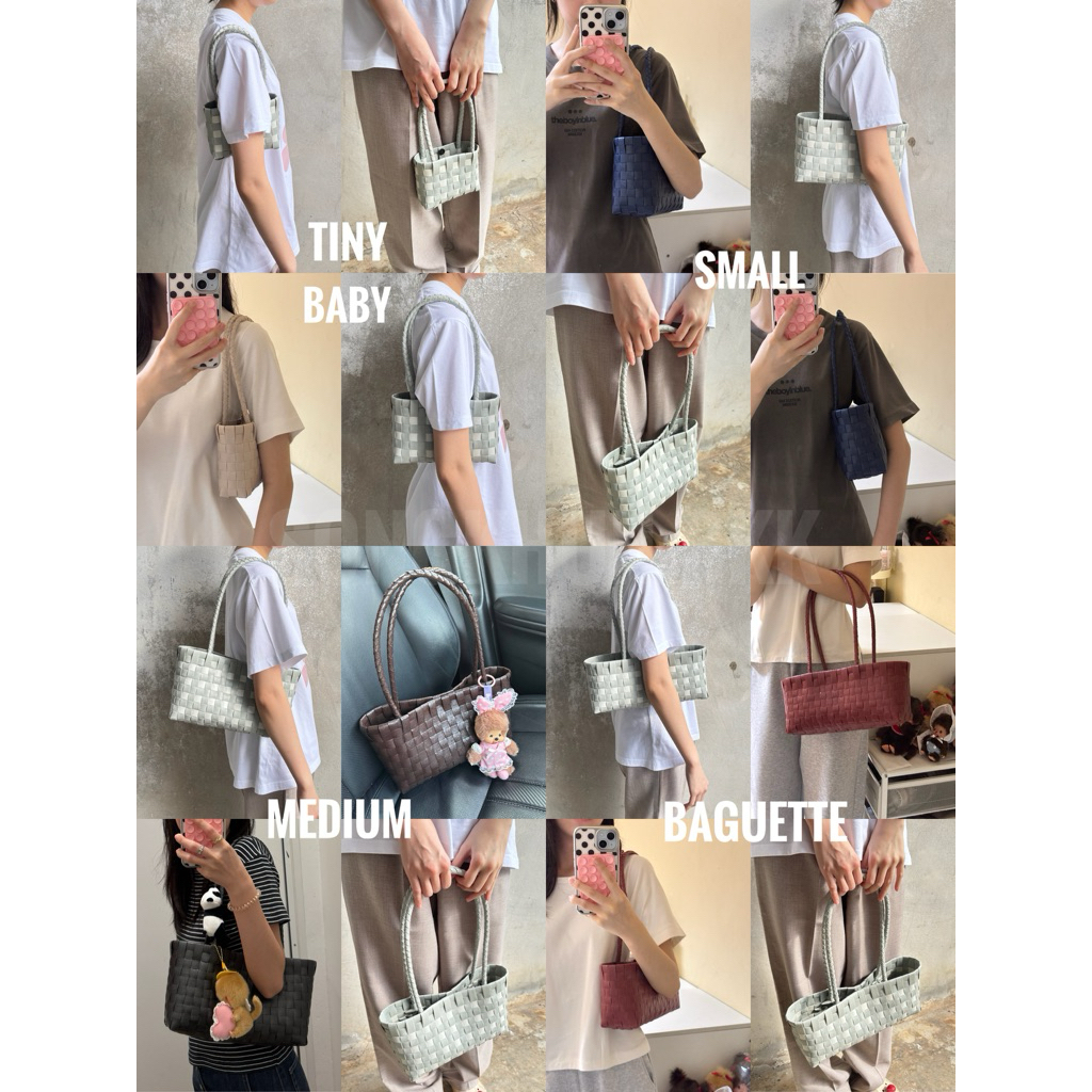 จัดส่ง 2-3วัน Woven basket bag กระเป๋าสานพลาสติก