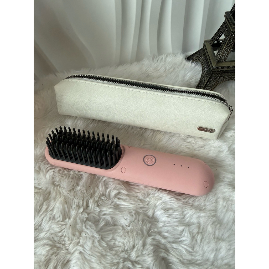 หวีหวีไฟฟ้าหนีบผมตรงไร้สาย TYMO Wireless Hair Straightener Brush (รุ่น HC122P) สีชมพูสุดน่ารัก! 💖