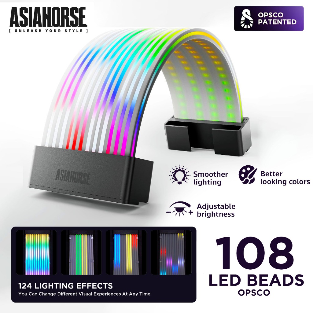 ที่ครอบสายพาวเวอร์ซัพพลาย Asiahorse ARGB ATX 24-pin PSU Cover with 108 LEDs - Black