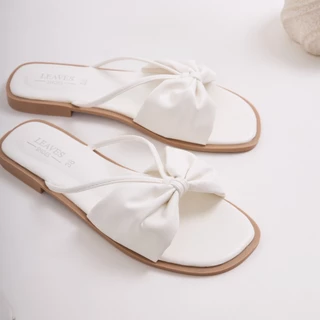 LEAVESSHOES รุ่น Bow รองเท้าแตะแบบสวม แต่งโบว์น่ารัก หน้าเท้ากว้าง/เท้าอวบ แนะนำบวกเพิ่ม 1 ไซส์
