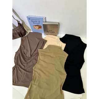 M2251 เสื้อคอถ่วงดีเทลจับจีบหน้า รุ่นนี้ต้องมีติดตู้ อัปลุคให้ดูเป็นสาวเทสดีได้ง่ายๆ ด้วยเสื้อแขนกุดคอถ่วง (Cowl Neck)