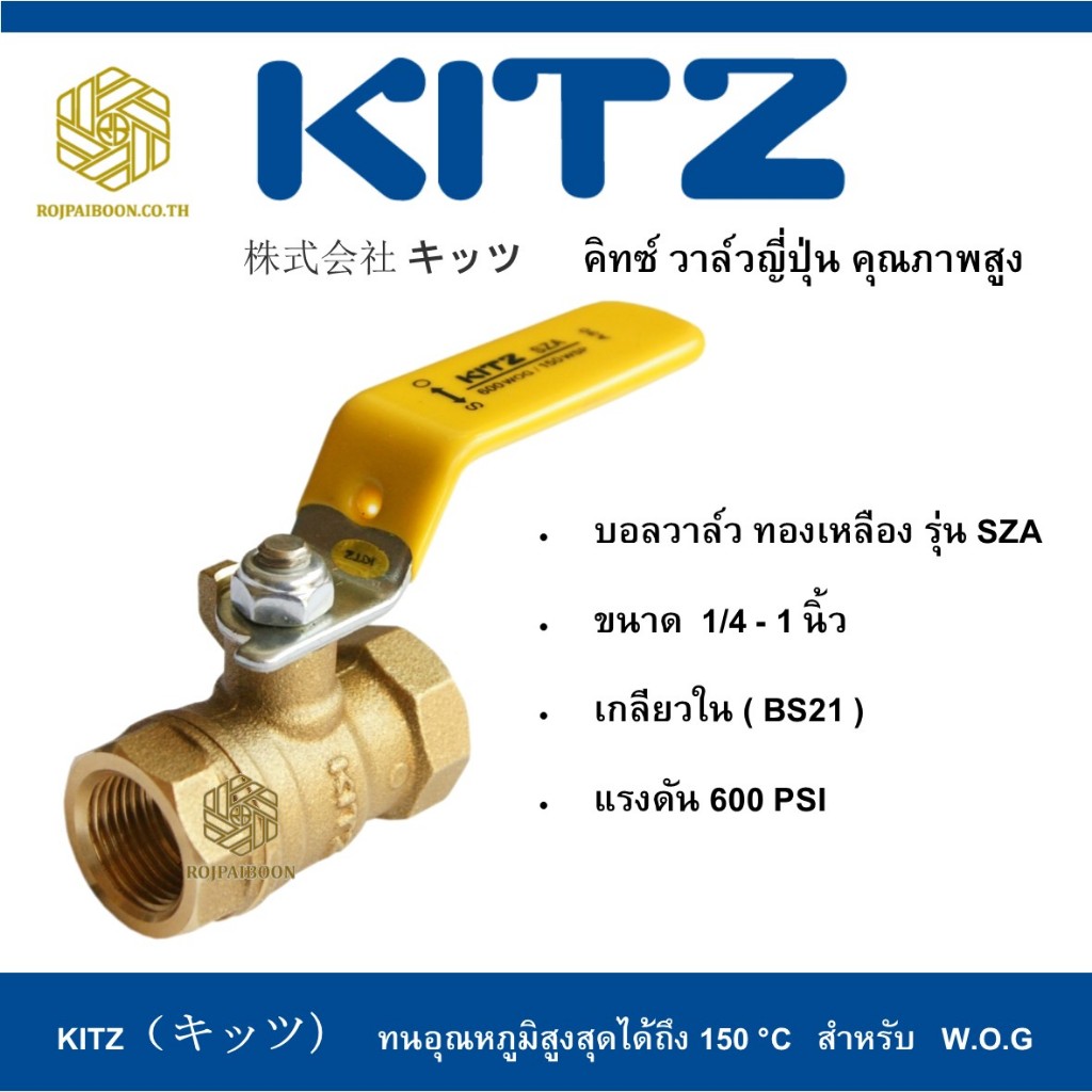 บอลวาล์ว ทองเหลือง Kitz รุ่น SZA 3/4" รูปที่ 2