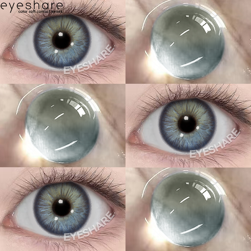 {COD}-Eyeshare Nicosia Blue คอนแทคเลนส์ คอนแทคเลนส์สีตา 14.2 มม. คู่หนึ่งใช้ได้นานหนึ่งปี จัดส่งฟรี