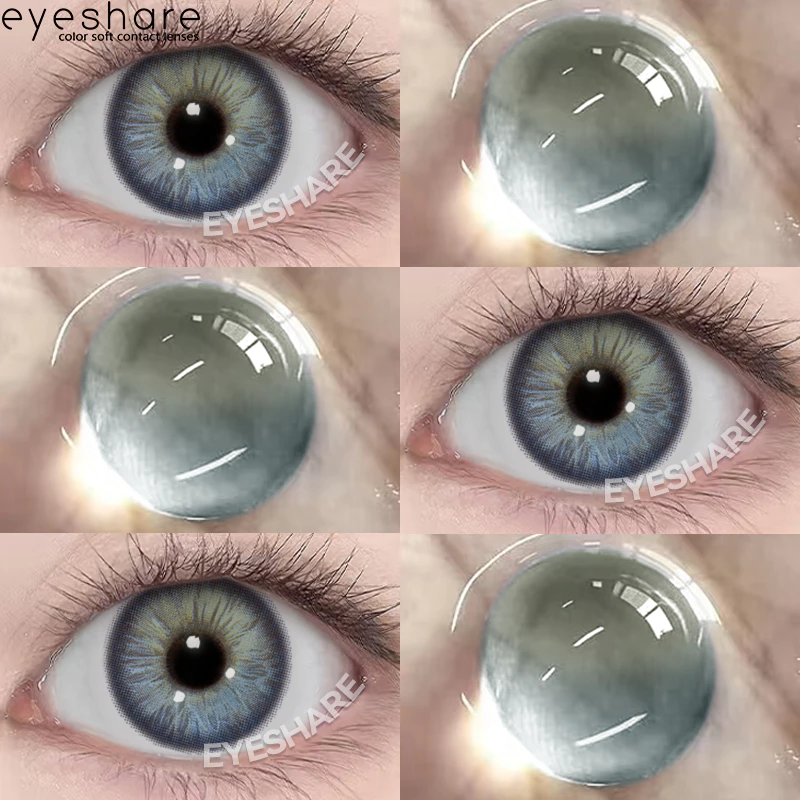 {COD}-Eyeshare Nicosia Blue คอนแทคเลนส์ คอนแทคเลนส์สีตา 14.2 มม. คู่หนึ่งใช้ได้นานหนึ่งปี จัดส่งฟรี