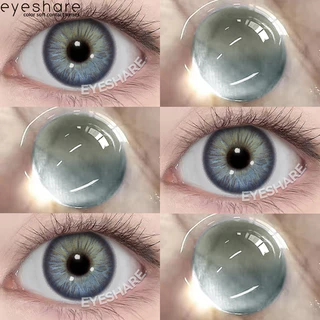 {COD}-Eyeshare Nicosia Blue คอนแทคเลนส์ คอนแทคเลนส์สีตา 14.2 มม. คู่หนึ่งใช้ได้นานหนึ่งปี จัดส่งฟรี
