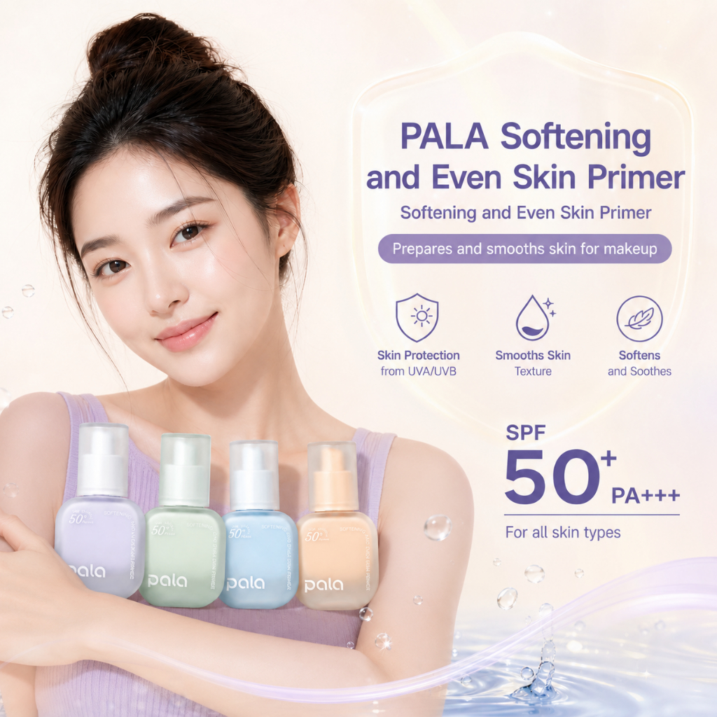 PALA ไพรเมอร์ SOFTENING AND EVEN SKIN PRIMER SPF50+ PA+++ เบลอรูขุมขน เมคอัพเบส แบรนด์ไทย