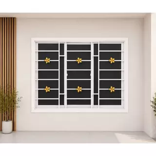 หน้าต่างบานเลื่อน 3 ช่องพร้อมเหล็กดัด[ลายใหม่](สีอบ Powder Coat)109x150cm.[ถูกสวยดีมีคุณภาพ][ล็อกซ้าย-ขวา][สินค้าคุณภาพ]