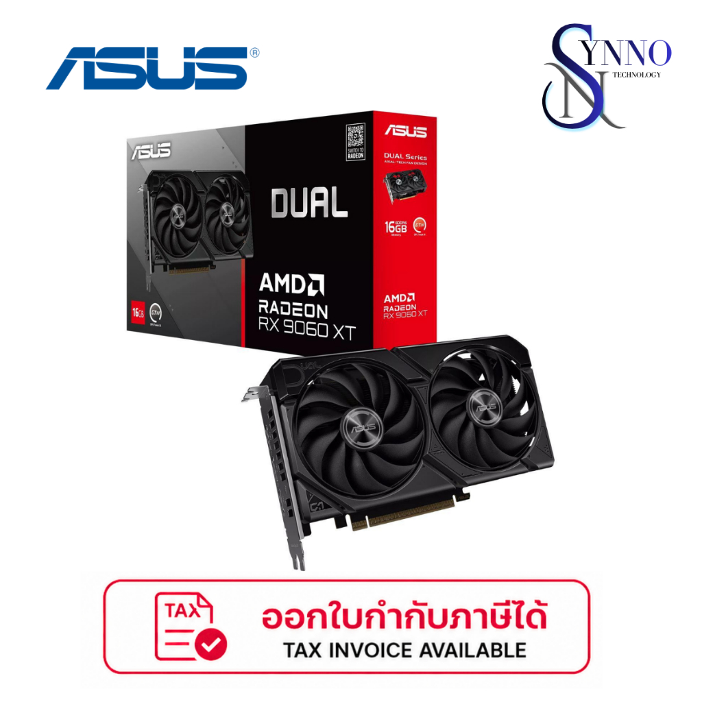 การ์ดจอ VGA ASUS Dual Radeon™ RX 9060 XT 16GB (DUAL-RX9060XT-16G) สีดำ