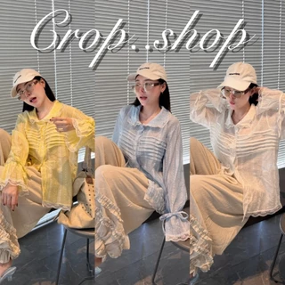 crop..shop เสื้อเเขนยาวคอบัว สวยมากลมุนลงตัว งานสวยมาก ช่วงเเขนผูกสวยเก๋ กระดุมใช้ได้จริง เลิศมากจ้า
