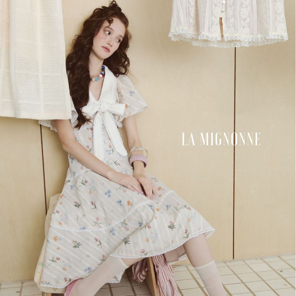 La Mignonne (XS-5XL) Bristely Westties Dress เดรสใส่ทำงาน ใส่เที่ยวหรือออกงานก็ได้ งานเนื้อผ้าใส่สบายมากแขนกระดิ่งน่ารัก