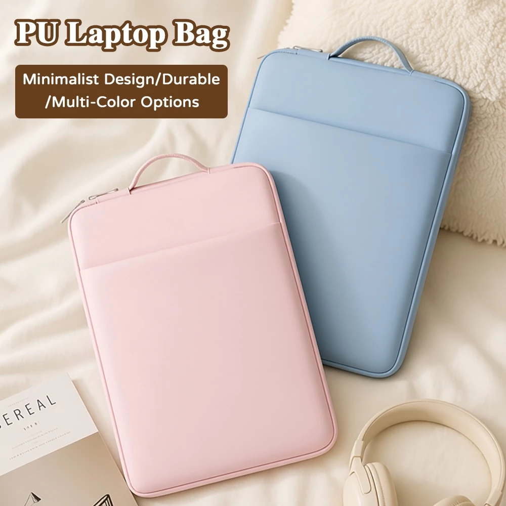 กระเป๋าโน๊ตบุ๊ค PU กันกระแทก Laptop Bag แบบถือ เรียบหรู ซองใส่แล็ปท็อป 11-15.6 นิ้ว กันรอย กันน้ำ