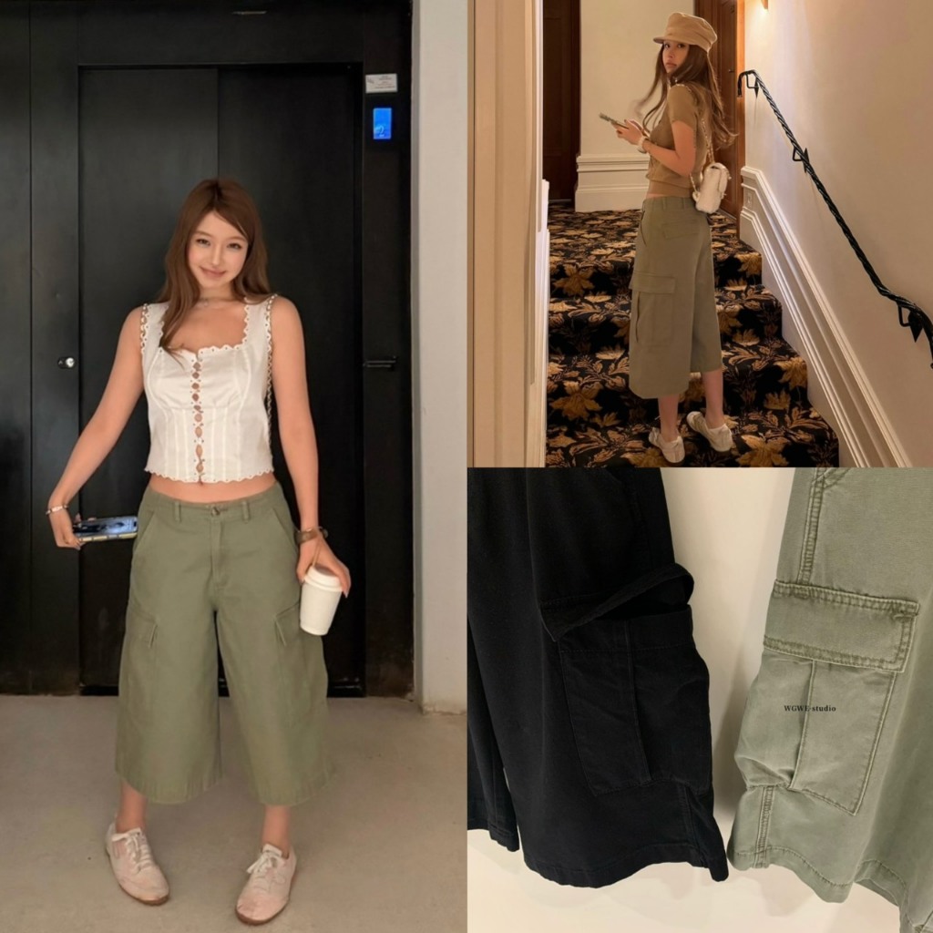 (พร้อมส่ง) กางเกง cargo มีกระเป๋าข้าง - 10448 TAG WG.WE 🇰🇷