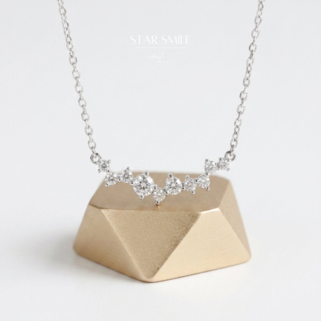 iDEAL สร้อยคอเพชร Star smile สร้อยเงิน สร้อยคอแฟชั่น สร้อยคอผู้หญิง สร้อยเงินแท้ สร้อยเพชร