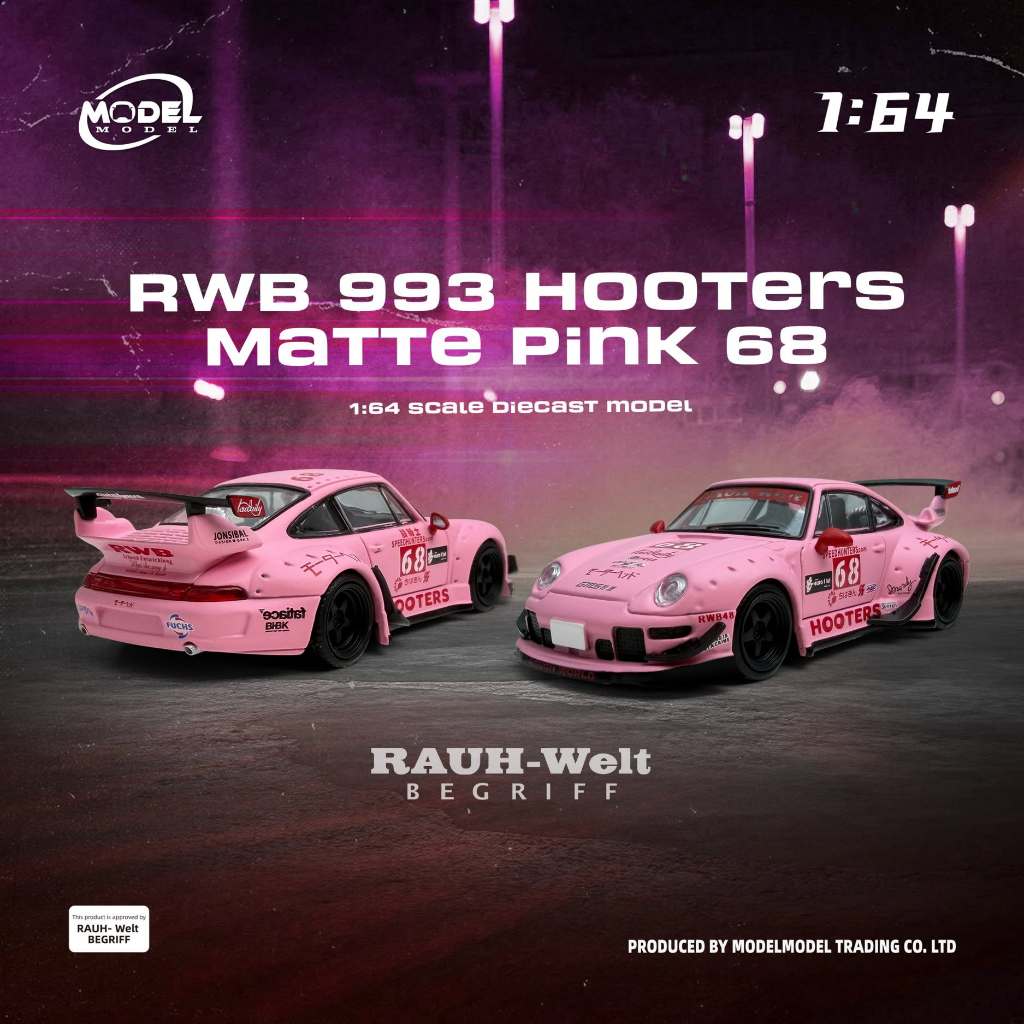 RWB 993 Hooters Matte Pink #68 1:64 (Modelmodel)