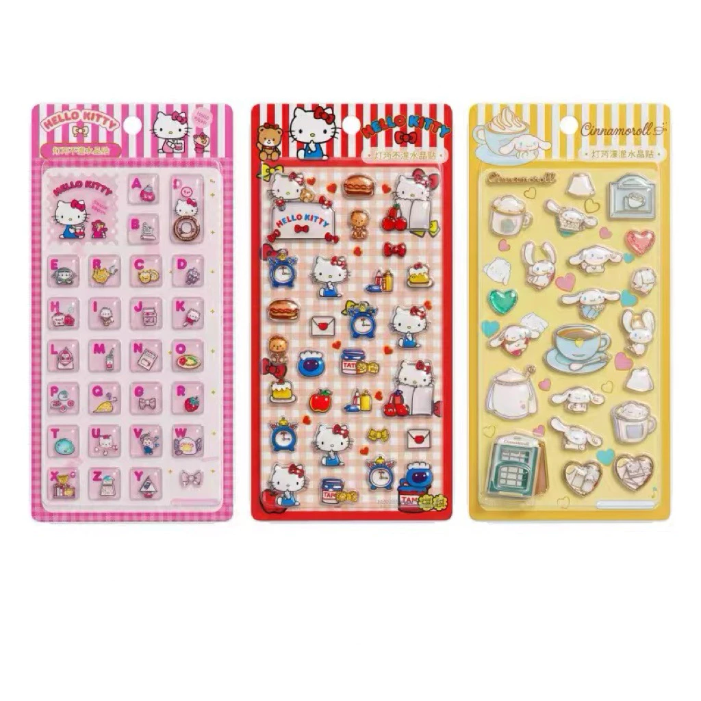 พร้อมส่ง🇹🇭 สติกเกอร์นูนคริสตัลใส ลิขสิทธิ์แท้Sanrio คิตตี้kitty มายเมโลดี้ Mymelodyคุโรมิkuromi🇨🇳