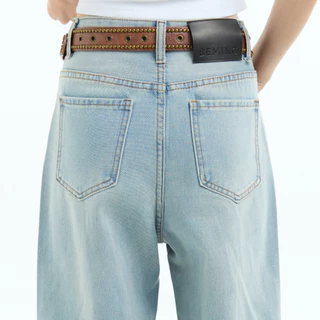 Bemingjeans102(XS-6XL)-BEMING Jolly Jeans - กางเกงยีนส์เอวสูงทรงขากว้างช่วยเก็บทรงช่วงเอวและหน้าท้อง