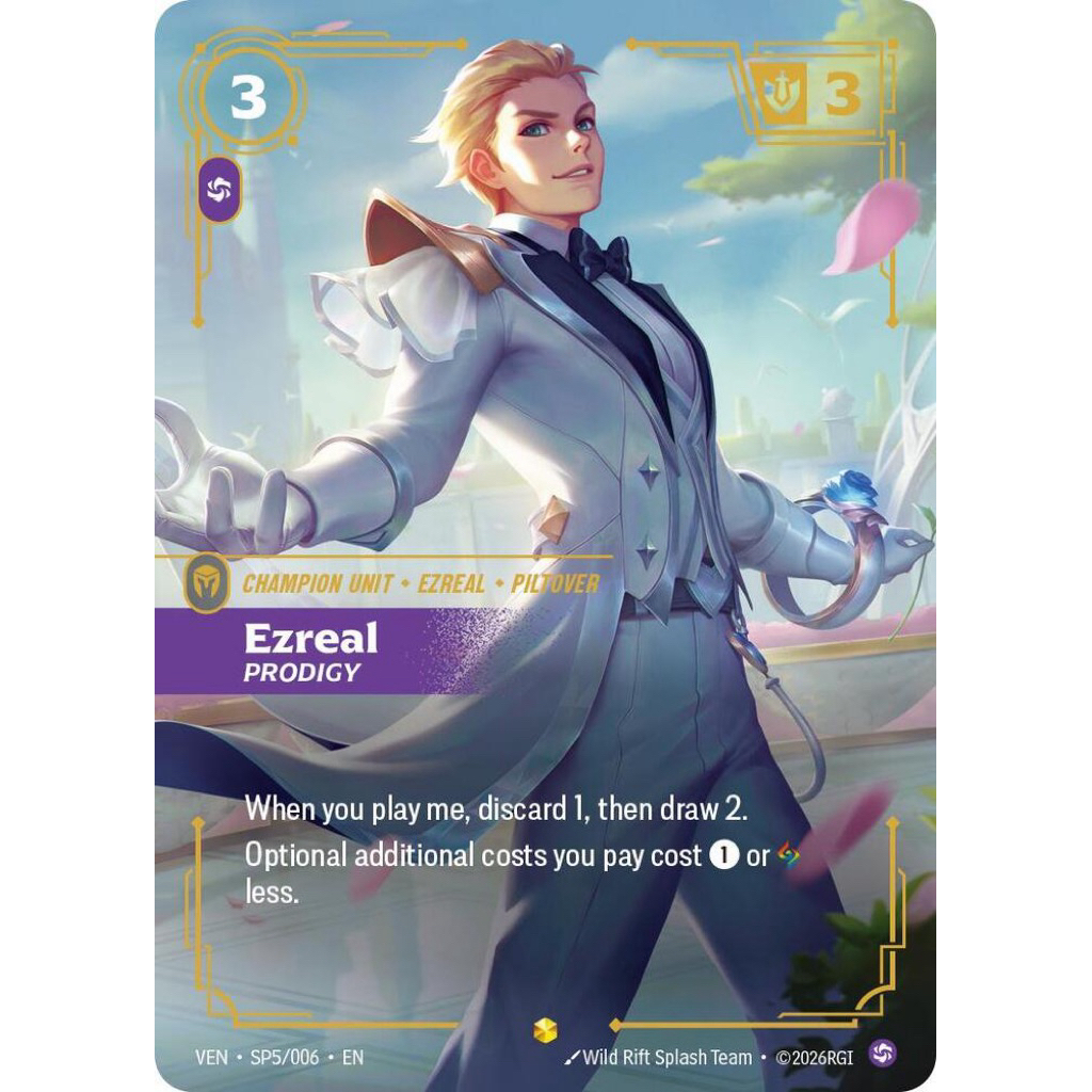 💯 พร้อมส่ง SP⭐️ENG Vendetta Ezreal - Prodigy (VEN) Riftbound Official TCG Riot TRADING CARD GAME
