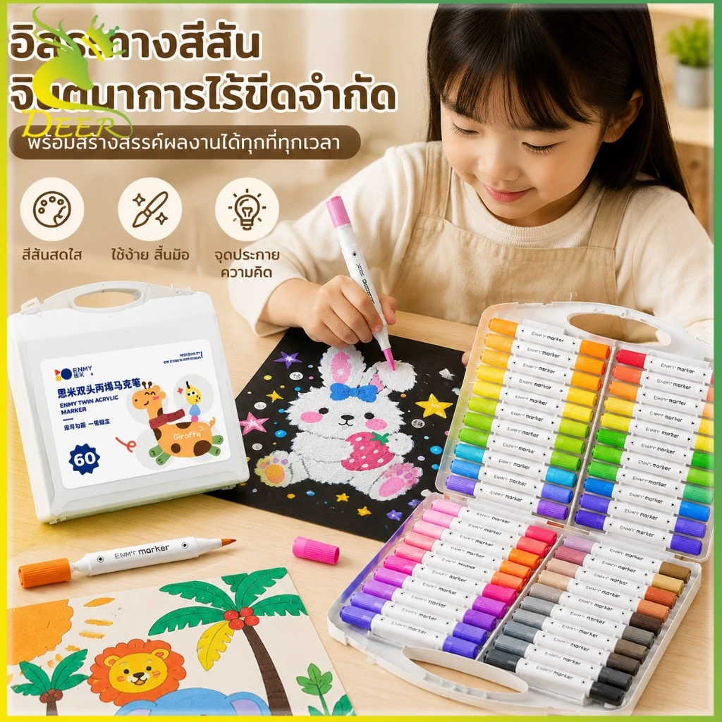 ปากกาอะคริลิค ปากกามาร์กเกอร์อะคริลิค 12/24/36/48/60/80สี สามารถเขียนบนแก้ว พลาสติก หรือโลหะได้ Acrylic marker pen